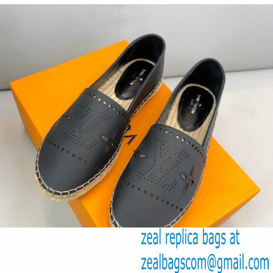 Louis Vuitton Perforated Calf Leather Starboard Flat Espadrilles Black 2022 - Click Image to Close