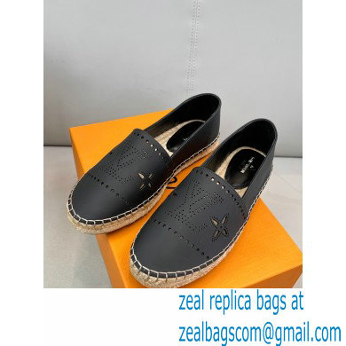 Louis Vuitton Perforated Calf Leather Starboard Flat Espadrilles Black 2022 - Click Image to Close