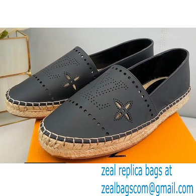 Louis Vuitton Perforated Calf Leather Starboard Flat Espadrilles Black 2022