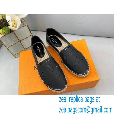 Louis Vuitton Perforated Calf Leather Starboard Flat Espadrilles Black 2022 - Click Image to Close