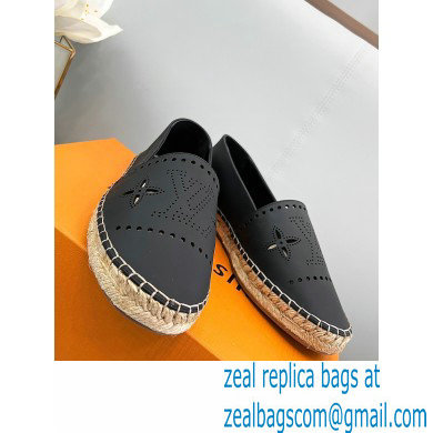 Louis Vuitton Perforated Calf Leather Starboard Flat Espadrilles Black 2022