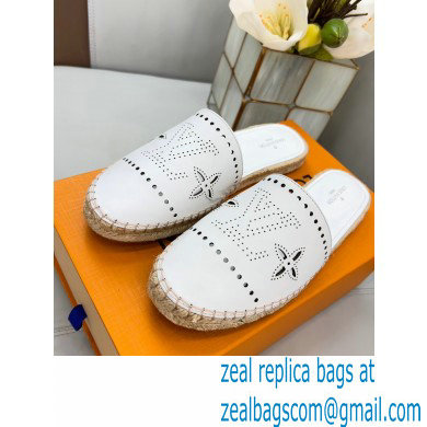 Louis Vuitton Perforated Calf Leather Starboard Flat Espadrilles Slippers White 2022