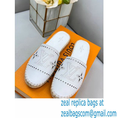 Louis Vuitton Perforated Calf Leather Starboard Flat Espadrilles Slippers White 2022 - Click Image to Close