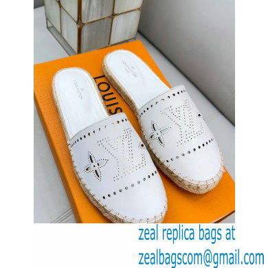 Louis Vuitton Perforated Calf Leather Starboard Flat Espadrilles Slippers White 2022