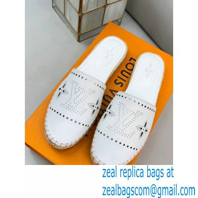 Louis Vuitton Perforated Calf Leather Starboard Flat Espadrilles Slippers White 2022