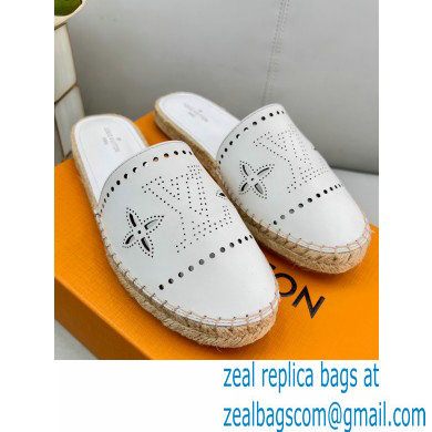 Louis Vuitton Perforated Calf Leather Starboard Flat Espadrilles Slippers White 2022