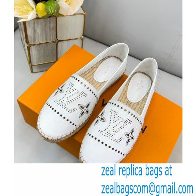 Louis Vuitton Perforated Calf Leather Starboard Flat Espadrilles White 2022 - Click Image to Close