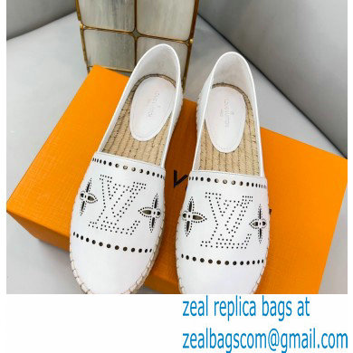 Louis Vuitton Perforated Calf Leather Starboard Flat Espadrilles White 2022 - Click Image to Close