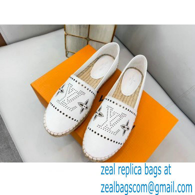 Louis Vuitton Perforated Calf Leather Starboard Flat Espadrilles White 2022