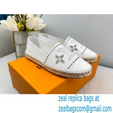 Louis Vuitton Perforated Calf Leather Starboard Flat Espadrilles White 2022 - Click Image to Close