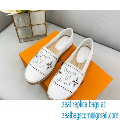 Louis Vuitton Perforated Calf Leather Starboard Flat Espadrilles White 2022 - Click Image to Close