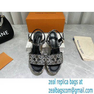 Louis Vuitton Since 1854 Starboard Wedge Espadrilles Sandals Black 2022 - Click Image to Close