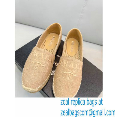 Prada Linen Logo Embroidered Espadrilles Beige 2022 - Click Image to Close