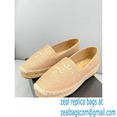 Prada Linen Logo Embroidered Espadrilles Beige 2022 - Click Image to Close