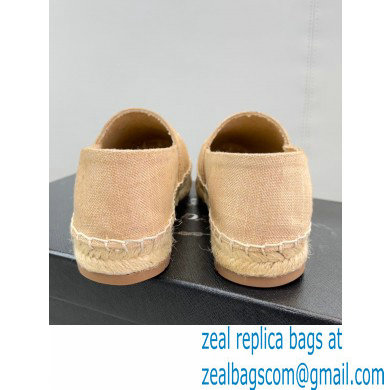 Prada Linen Logo Embroidered Espadrilles Beige 2022