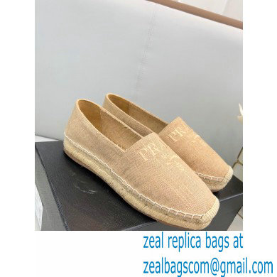 Prada Linen Logo Embroidered Espadrilles Beige 2022