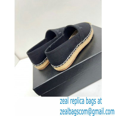 Prada Linen Logo Embroidered Espadrilles Black 2022