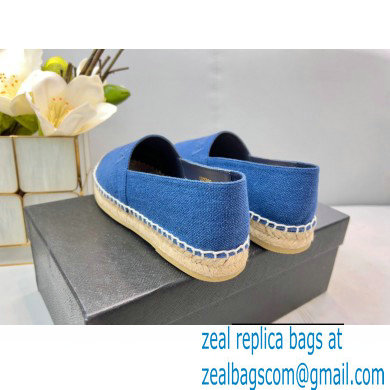 Prada Linen Logo Embroidered Espadrilles Blue 2022 - Click Image to Close