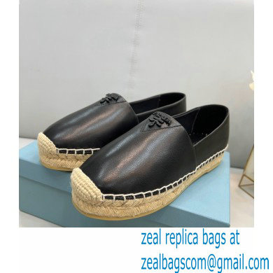 Prada Nappa Leather Espadrilles Black 2022 - Click Image to Close