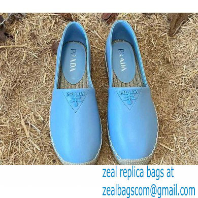 Prada Nappa Leather Espadrilles Light Blue 2022 - Click Image to Close