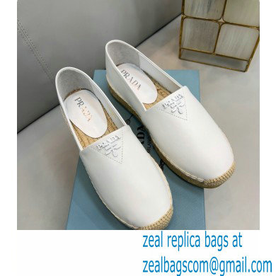 Prada Nappa Leather Espadrilles White 2022 - Click Image to Close