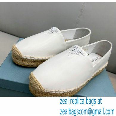 Prada Nappa Leather Espadrilles White 2022 - Click Image to Close