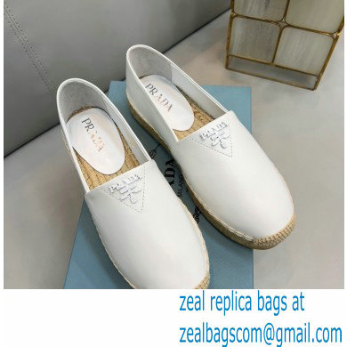 Prada Nappa Leather Espadrilles White 2022 - Click Image to Close