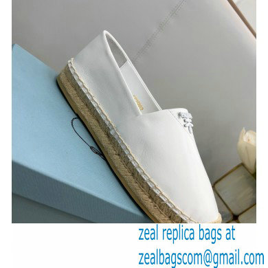 Prada Nappa Leather Espadrilles White 2022 - Click Image to Close