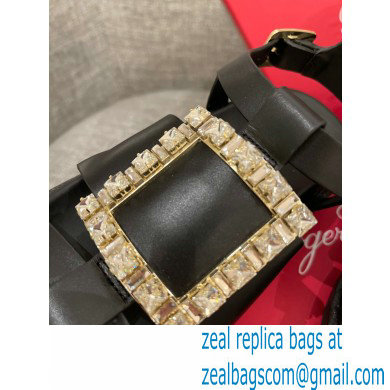 Roger Vivier Viv' Rangers Strass Buckle Sandals in Leather Black 2022 - Click Image to Close