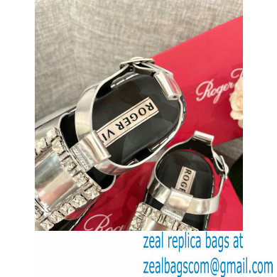 Roger Vivier Viv' Rangers Strass Buckle Sandals in Leather Silver 2022 - Click Image to Close