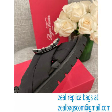 Roger Vivier Viv' Winter Puffy Strass Buckle Sandals Black 2022 - Click Image to Close