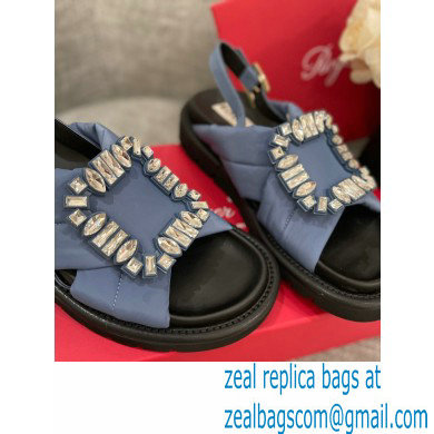 Roger Vivier Viv' Winter Puffy Strass Buckle Sandals Blue 2022 - Click Image to Close