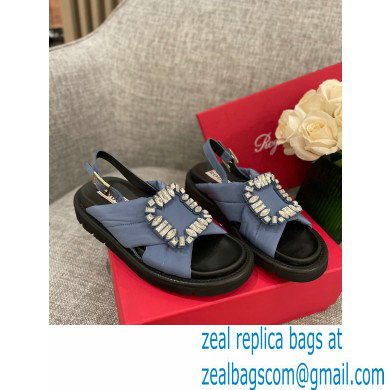 Roger Vivier Viv' Winter Puffy Strass Buckle Sandals Blue 2022 - Click Image to Close