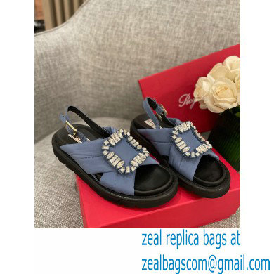 Roger Vivier Viv' Winter Puffy Strass Buckle Sandals Blue 2022