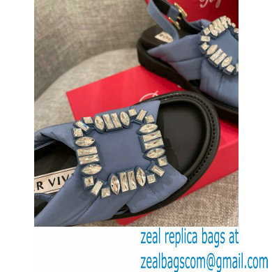 Roger Vivier Viv' Winter Puffy Strass Buckle Sandals Blue 2022