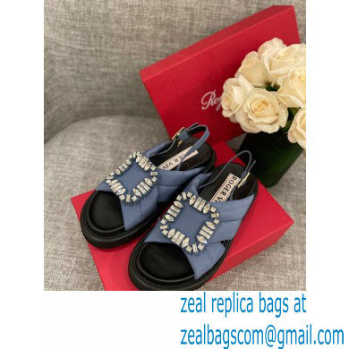 Roger Vivier Viv' Winter Puffy Strass Buckle Sandals Blue 2022 - Click Image to Close