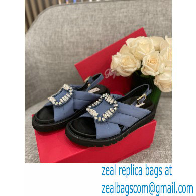 Roger Vivier Viv' Winter Puffy Strass Buckle Sandals Blue 2022 - Click Image to Close