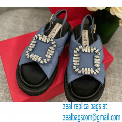 Roger Vivier Viv' Winter Puffy Strass Buckle Sandals Blue 2022 - Click Image to Close