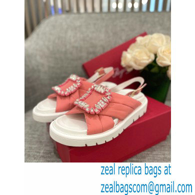 Roger Vivier Viv' Winter Puffy Strass Buckle Sandals Pink 2022 - Click Image to Close