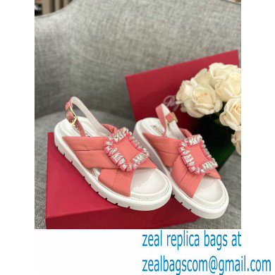 Roger Vivier Viv' Winter Puffy Strass Buckle Sandals Pink 2022 - Click Image to Close