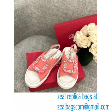 Roger Vivier Viv' Winter Puffy Strass Buckle Sandals Pink 2022 - Click Image to Close