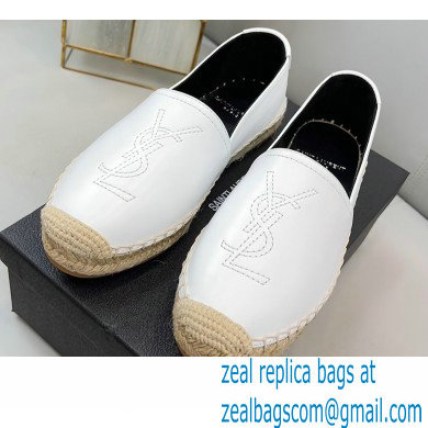 Saint Laurent Monogram Embroidered Espadrilles in Lambskin White 2022 - Click Image to Close