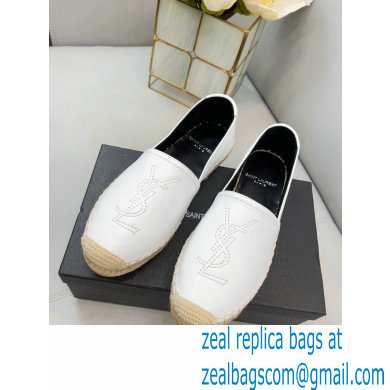 Saint Laurent Monogram Embroidered Espadrilles in Lambskin White 2022 - Click Image to Close