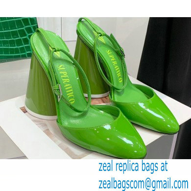 The Attico Heel 9.5cm Luz Slingbacks Patent Green 2022 - Click Image to Close