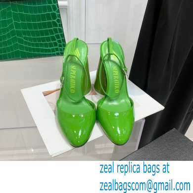 The Attico Heel 9.5cm Luz Slingbacks Patent Green 2022 - Click Image to Close