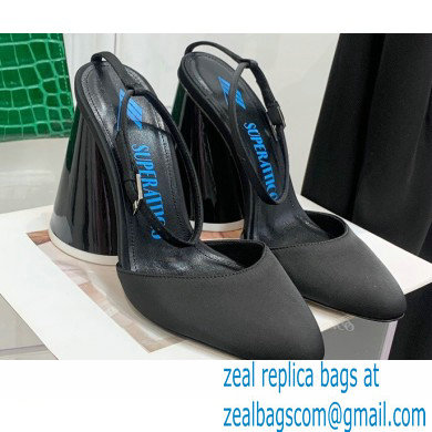 The Attico Heel 9.5cm Luz Slingbacks Satin Black 2022 - Click Image to Close
