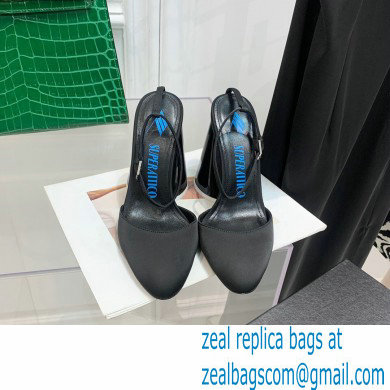 The Attico Heel 9.5cm Luz Slingbacks Satin Black 2022 - Click Image to Close