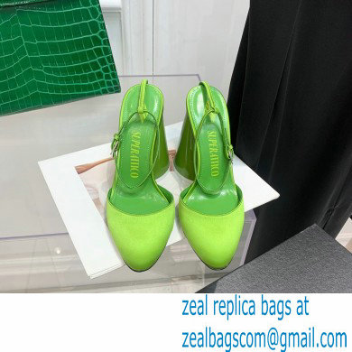 The Attico Heel 9.5cm Luz Slingbacks Satin Green 2022 - Click Image to Close