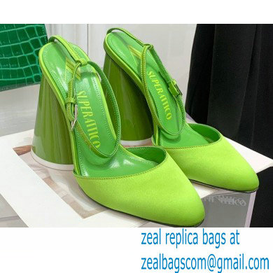 The Attico Heel 9.5cm Luz Slingbacks Satin Green 2022