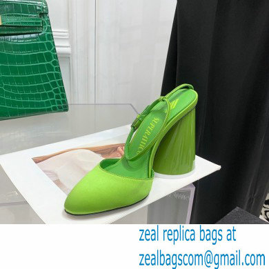 The Attico Heel 9.5cm Luz Slingbacks Satin Green 2022 - Click Image to Close